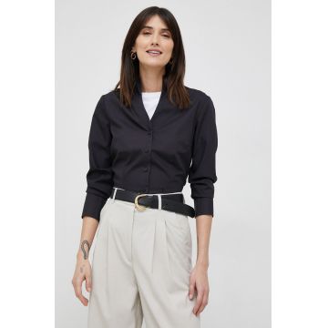 Seidensticker camasa din bumbac femei, culoarea negru, slim