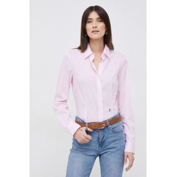 Seidensticker camasa din bumbac femei, culoarea roz, cu guler clasic, slim