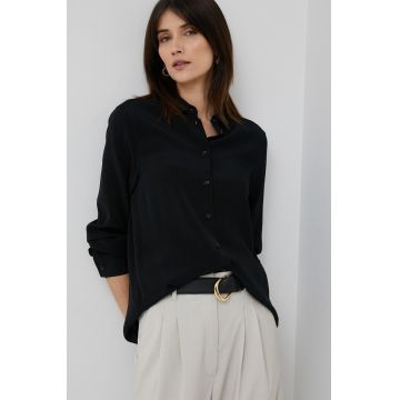 Seidensticker camasa femei, culoarea negru, cu guler clasic, regular