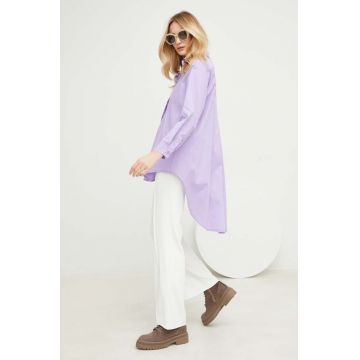 Answear Lab camasa din bumbac femei, culoarea violet, cu guler clasic, slim