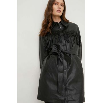 Answear Lab camasa femei, culoarea negru, cu guler clasic, regular