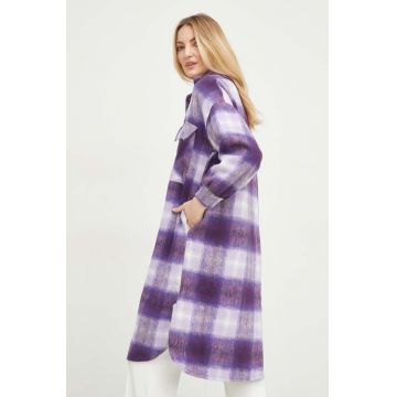 Answear Lab camasa femei, culoarea violet, cu guler clasic, relaxed