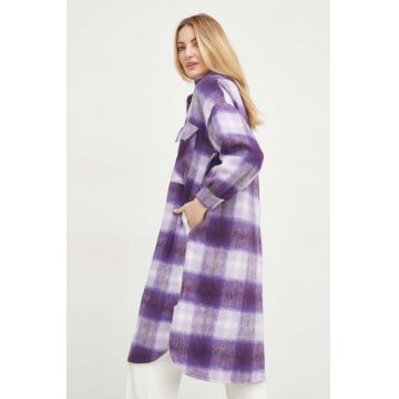 Answear Lab camasa femei, culoarea violet, cu guler clasic, relaxed Answear Lab camasa femei, culoarea violet, cu guler clasic, relaxed