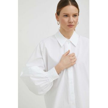 Drykorn camasa din bumbac femei, culoarea alb, cu guler clasic, relaxed