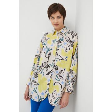 PS Paul Smith camasa din bumbac femei, culoarea bej, cu guler clasic, relaxed
