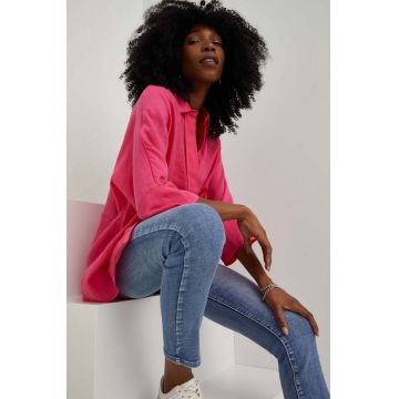 Answear Lab cămașă femei, culoarea roz, cu guler clasic, relaxed