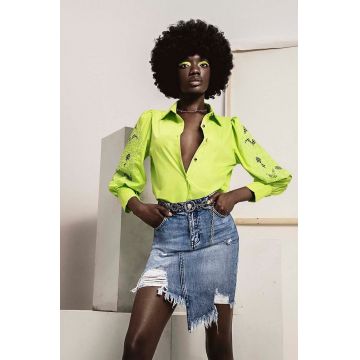 Answear Lab camasa femei, culoarea verde, cu guler clasic, regular