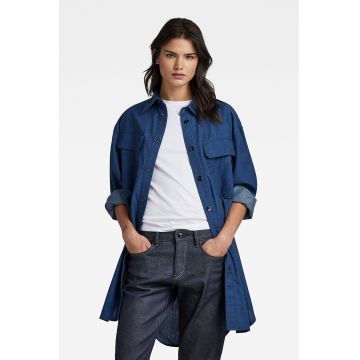 Camasa supradimensionata cu buzunare aplicate - Albastru