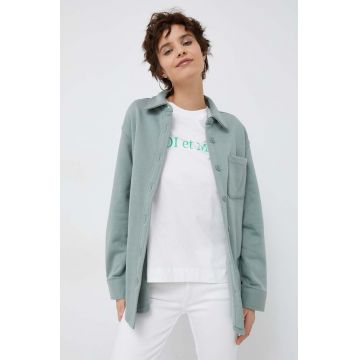 GAP camasa femei, culoarea verde, cu guler clasic, relaxed