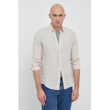 Michael Kors camasa de in culoarea bej, cu guler button-down, slim
