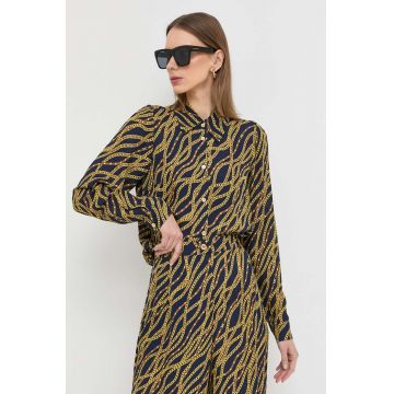 MICHAEL Michael Kors camasa din amestec de matase culoarea albastru marin, cu guler clasic, regular
