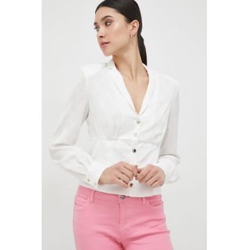Morgan camasa femei, culoarea alb, cu guler clasic, regular