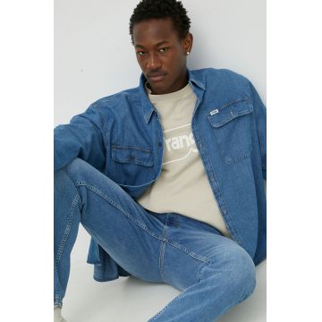 Wrangler camasa jeans barbati, cu guler clasic, relaxed
