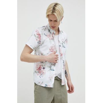 Abercrombie & Fitch camasa barbati, culoarea alb, cu guler button-down, regular