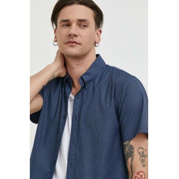 Abercrombie & Fitch camasa barbati, culoarea albastru marin, cu guler button-down, slim