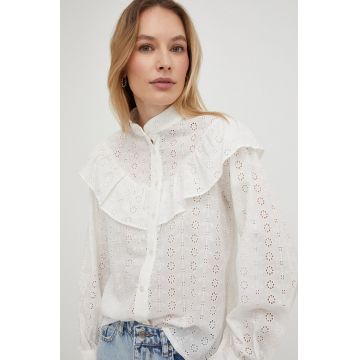 Answear Lab camasa din bumbac femei, culoarea alb, cu guler clasic, regular