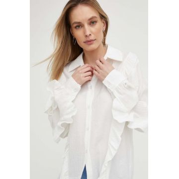 Answear Lab camasa femei, culoarea alb, cu guler clasic, relaxed