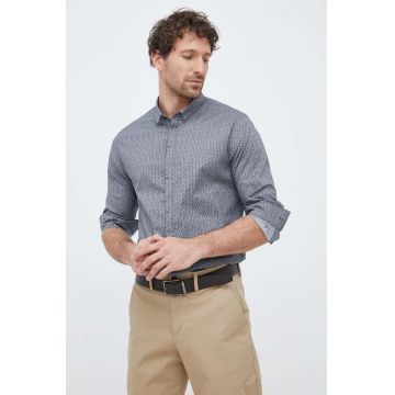 Armani Exchange camasa barbati, culoarea albastru marin, cu guler button-down, slim