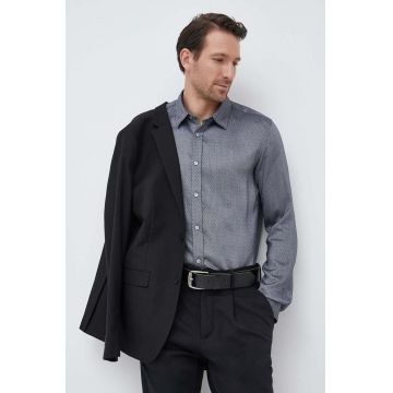 BOSS camasa barbati, culoarea gri, cu guler clasic, regular