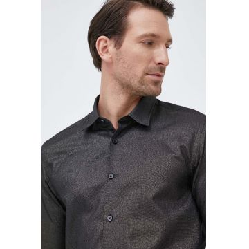 BOSS camasa barbati, culoarea negru, cu guler clasic, regular