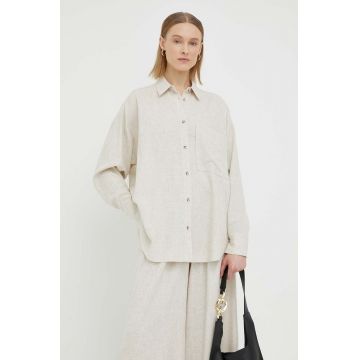 By Malene Birger camasa din amestec de in culoarea bej, cu guler clasic, relaxed