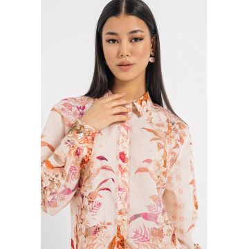 Camasa din amestec de in cu model floral