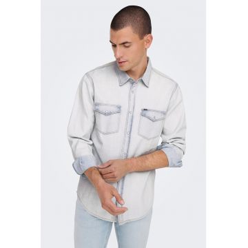 Camasa din denim cu capse
