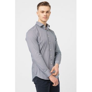 Camasa slim fit cu model geometric