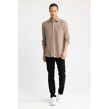 Camasa uni regular fit de bumbac