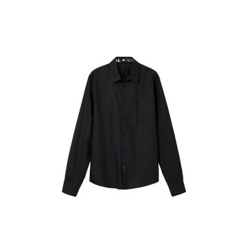 Desigual camasa din bumbac barbati, culoarea negru, cu guler clasic, regular