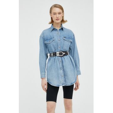 Lee camasa jeans femei, cu guler clasic, relaxed