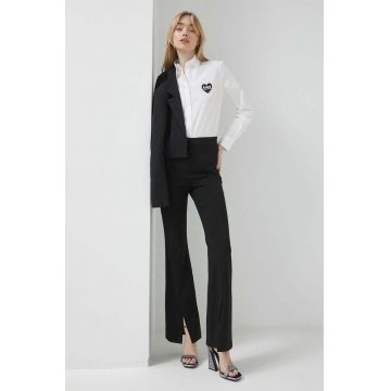 Love Moschino camasa femei, culoarea alb, cu guler clasic, regular