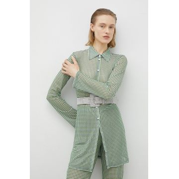 Résumé camasa femei, culoarea verde, cu guler clasic, regular