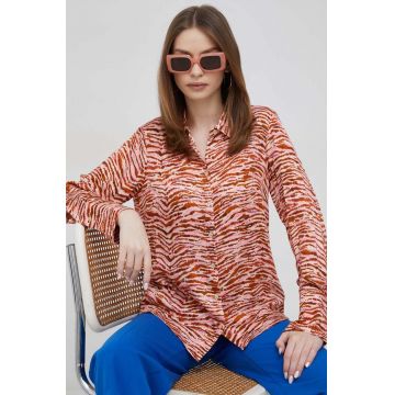 Sisley camasa femei, culoarea roz, cu guler clasic, regular