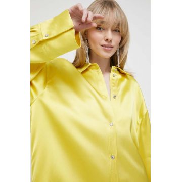 Stine Goya camasa femei, culoarea galben, cu guler clasic, relaxed