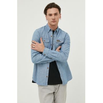 Superdry camasa jeans barbati, cu guler button-down, regular