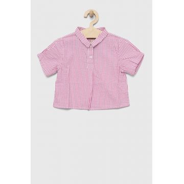United Colors of Benetton camasa de bumbac pentru copii culoarea roz