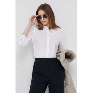 United Colors of Benetton camasa din bumbac femei, culoarea alb, cu guler clasic, regular