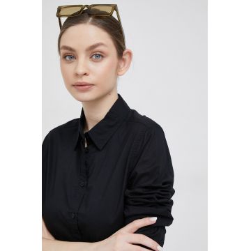 United Colors of Benetton camasa din bumbac femei, culoarea negru, cu guler clasic, regular