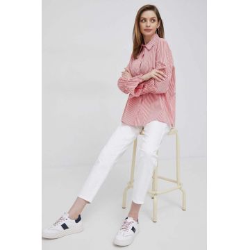United Colors of Benetton camasa femei, culoarea rosu, cu guler clasic, regular