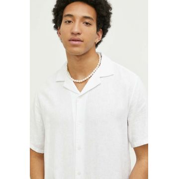 Abercrombie & Fitch camasa de in culoarea alb, regular