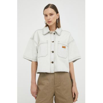 American Vintage camasa jeans femei, cu guler clasic, relaxed