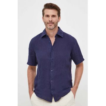 BOSS camasa de in BOSS ORANGE culoarea albastru marin, cu guler clasic, regular