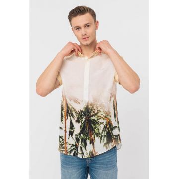 Camasa de bumbac cu model tropical