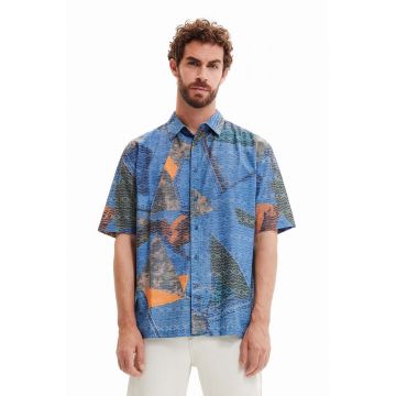 Desigual camasa barbati, culoarea albastru marin, relaxed