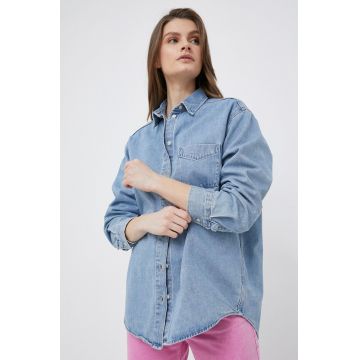 GAP camasa jeans femei, cu guler clasic, relaxed