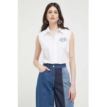 Love Moschino camasa femei, culoarea alb, cu guler clasic, regular
