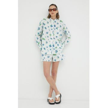 Lovechild camasa din bumbac femei, culoarea alb, cu guler clasic, regular