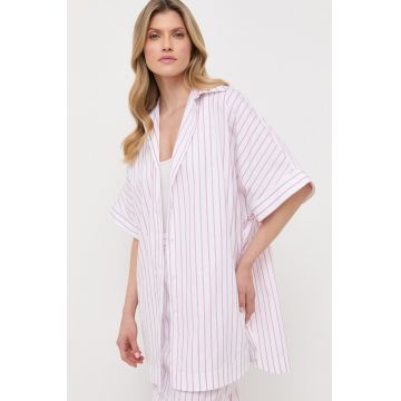 Max Mara Leisure camasa din bumbac femei, culoarea alb, cu guler clasic, relaxed