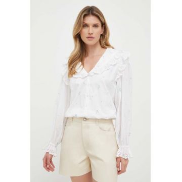 Notes du Nord camasa din bumbac Gecco femei, culoarea alb, cu guler clasic, regular